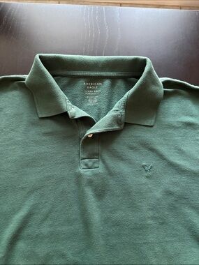 American Eagle Outfitters Men's Forest Green Polo